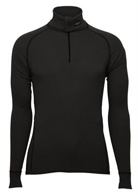 BRYNJE CLASSIC WOOL ZIP POLO NERO